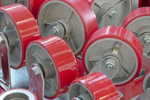 rubber wheels molded to aluminum hub